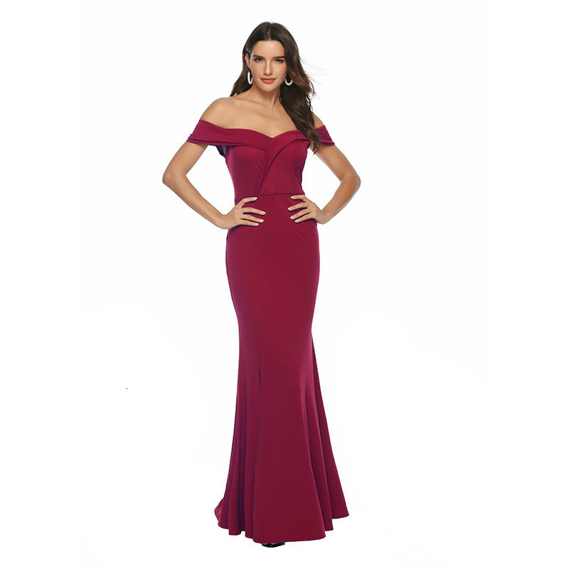 

2021 New Summer Bodycon Long Sleeveless Backless Elegant Party Outfits Sexy Club Clothes Off Shoulder Women Es Cb89, Burgundy