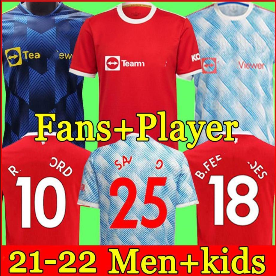 

T Shirts Manchester soccer jersey 2021 2022 UNITED SANCHO POGBA CAVANI MARTIAL UTD VAN DE BEEK B. FERNANDES RASHFORD LING, White;black