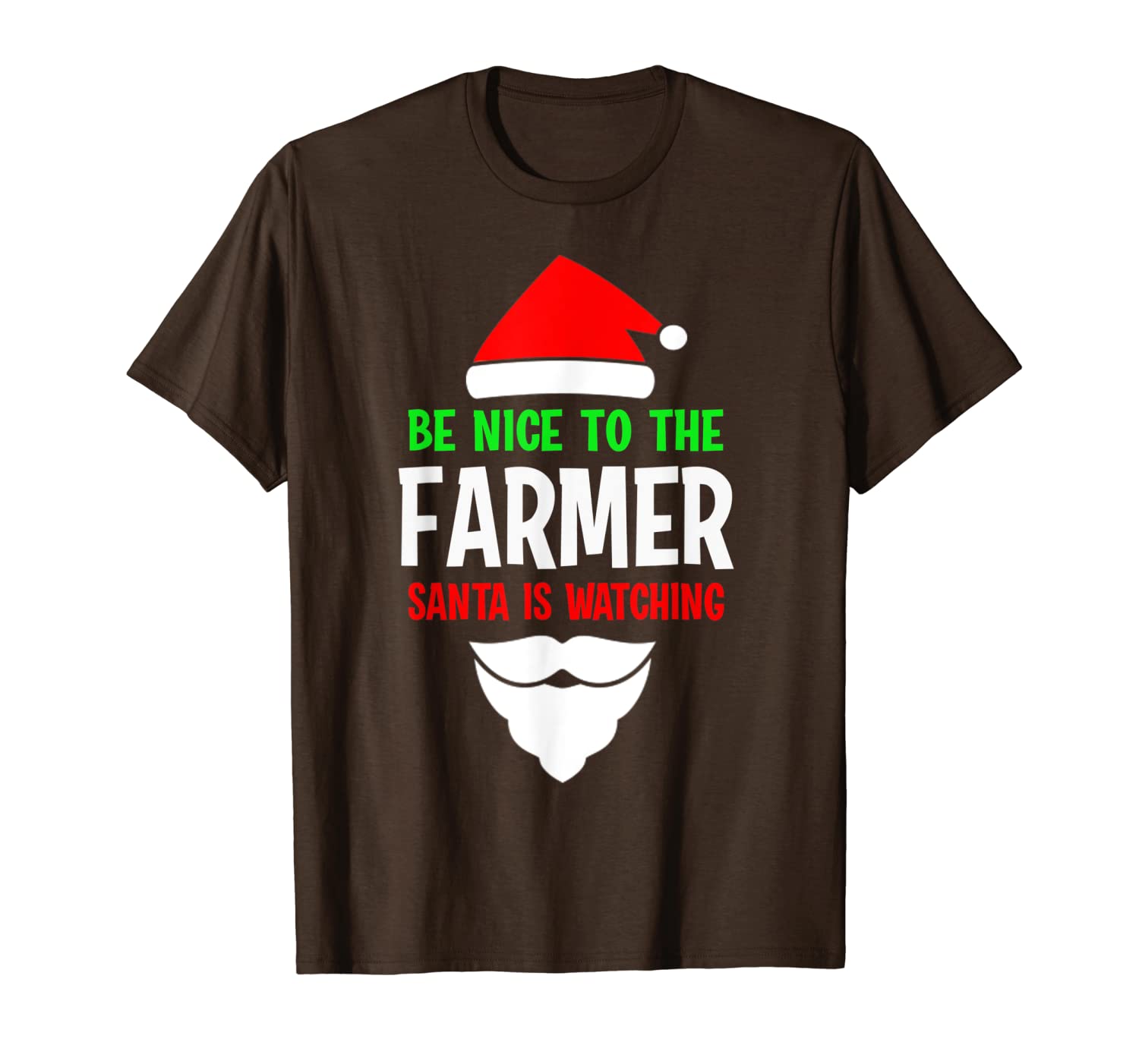 

be nice to the farmer santa is watching xmas gifts t-shirt, White;black