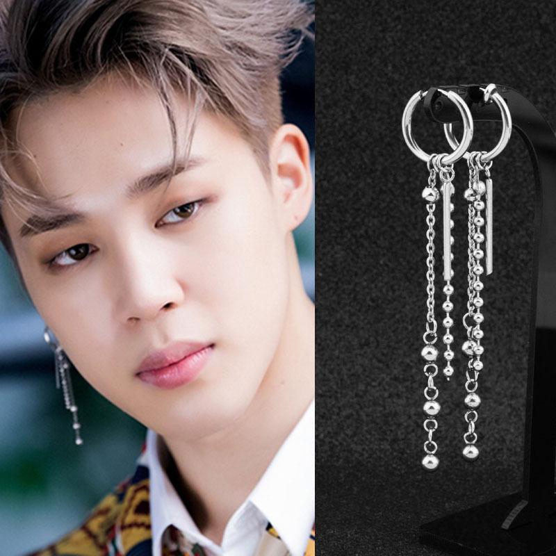 

Dangle & Chandelier Kpop With The Korean Star V Fashion Male And Women Niche Long Earrings Men Asymmetric Jewelry Youth Grou