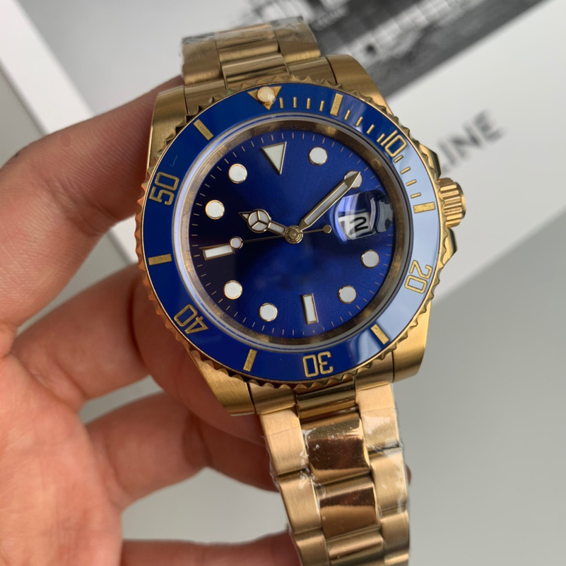 

1-1Automatic mechanical mens watch black ceramic bezel black dial 904L steel strap watch luxe watch designer watches, Box