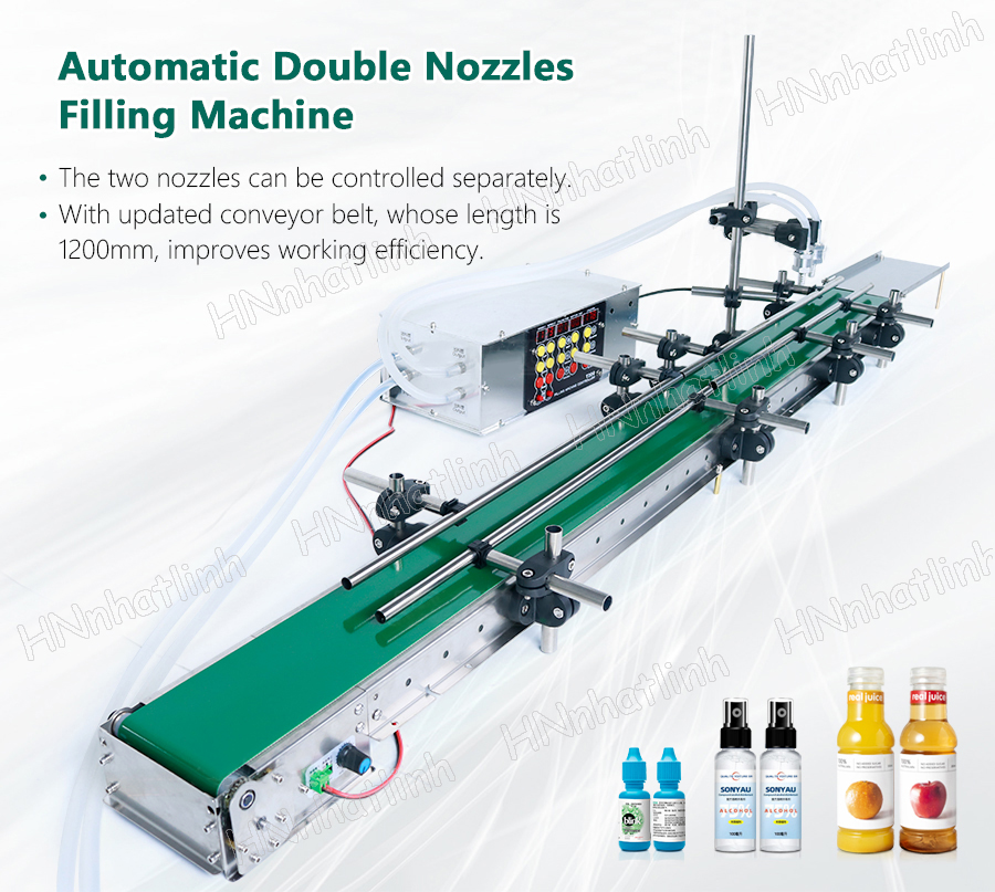 

Automatic Water Milk Liquid Beverage Bottle Vial Filling Machines With 1200mm Conveyor Double Nozzle DPYT200L