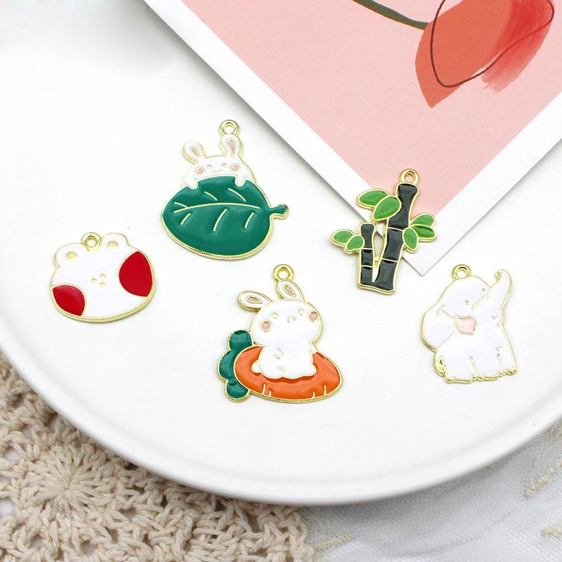 

Charms 10PCS Alloy Dripping Oil Cartoon Animal Pendant Earring Charm DIY Keychain Necklace Designer, Bronze;silver