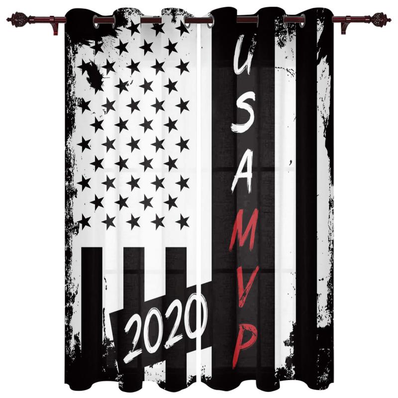 

Exquisite Home Luxury Curtains Flag Day Stars Living Room Dining Room Bedroom Hotel Exquisite Translucent Curtains