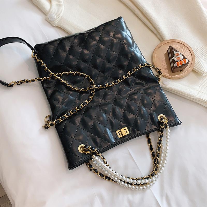 

Pearl hadle folds bags handbags women bags designer Leather Pu Quailty Bag Female Luxury Handbags Women Sac A Main Femme, Black