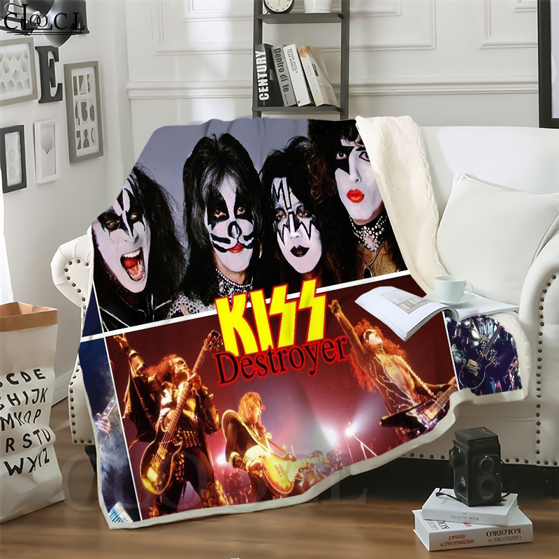 

CLOOCL New Glam Metal Kiss Band 3D Print Casual Style Conditioning Blanket Sofa Teens Bedding Throw Blankets Plush Quilt