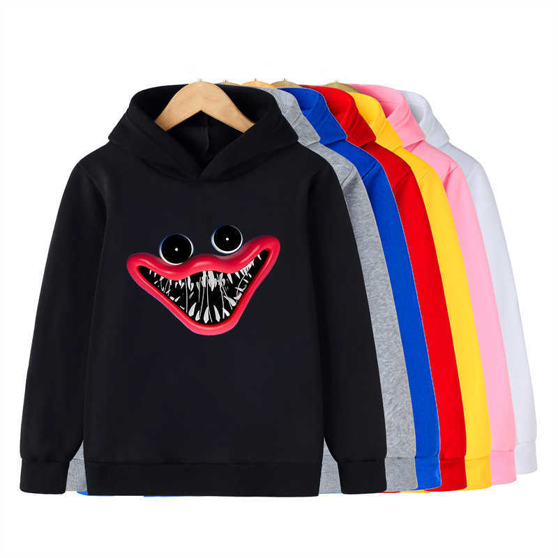 

kids Poppy Playtime hoodie Harajuku men women fashion huggy wuggy sweatshirt spring and autumn models Horror Cloth Long Sve, White