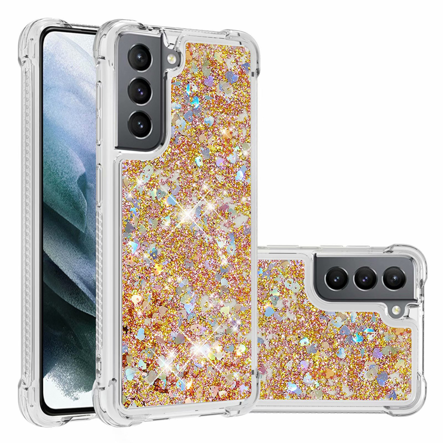 

Luxury Glitter Liquid Cover For Samsung Galaxy S21 Ultra 5G Case Love Heart Dynamic Liquid Quicksand Transparent Cover S21 Plus