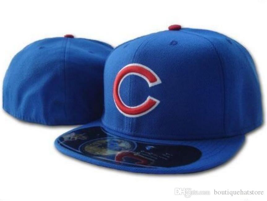 

Men's Chicago Fitted Hat Royal Blue Color Red C Flat Visor on field All Team Sport Baseball Fitted Hats Fan's Hip Hop Full Closed