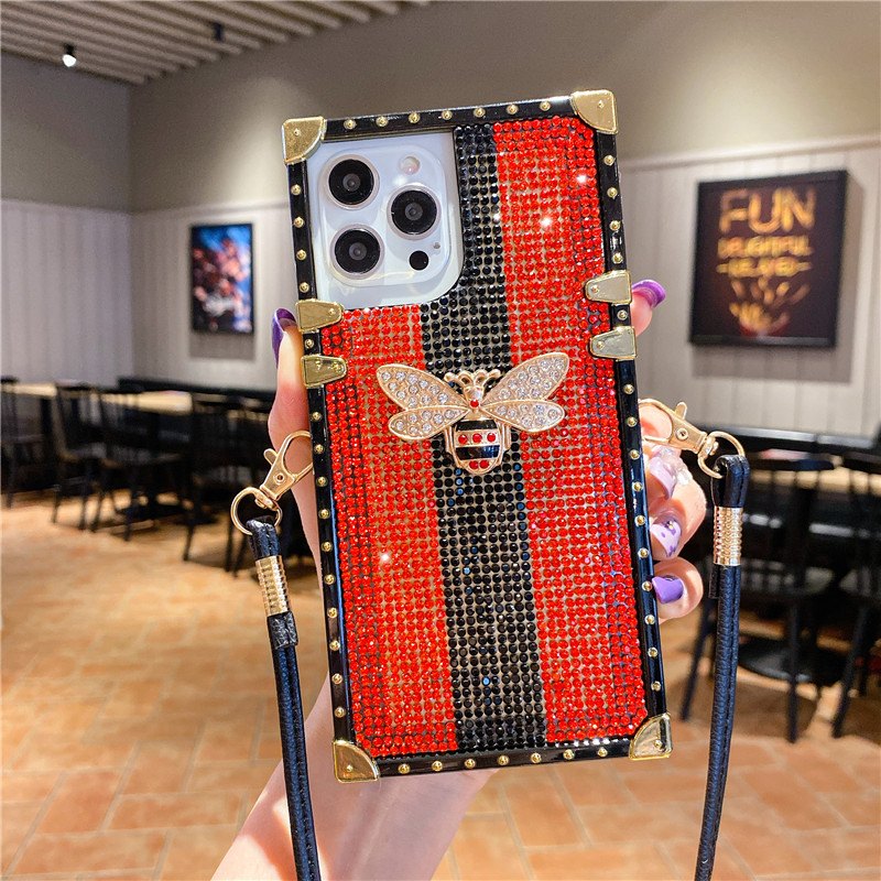 

Luxury Butterfly Diamond Phone Cases For Iphone 12 Pro MAX XR X 6 7G SE2 11 Mini 8PLUS Contrast Color Bling Fashion Rhinestone Back Cover, Gold & black #3