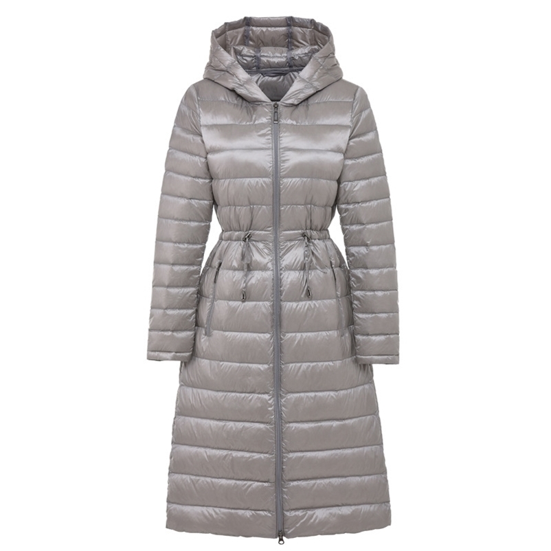 

Winter Down Jacket Women Slim High Waist Medium Long White Duck Coats Female Warm Thin Outwear Woman Plus Size Coat 210602