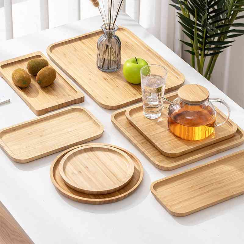 

Bamboo tray wooden household barbecue candy round restaurant tea set square dinner dry fruit plate