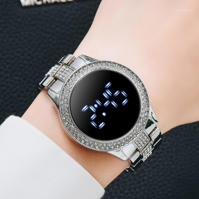 

Digital Watch Men Luxury Business Touch Led Electronic Wrist Watches For Women Fashion Diamond Dial Bracelet Clock Montre Homme Wristwatches, Gold