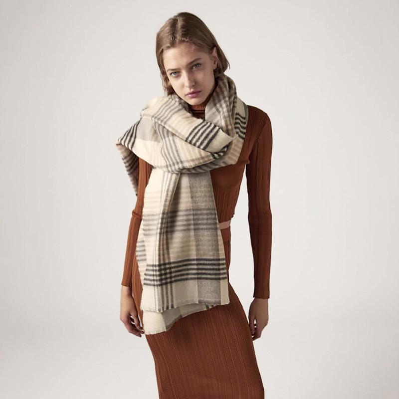 

Scarves Fashion Cashmere Women Plaid Scarf Winter Warm Shawl Wrap Tassel Quality Foulard