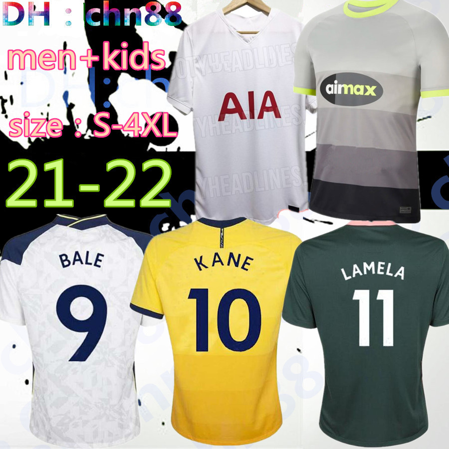 

size:S-4XL 21 22 KANE SON BERGWIJN Soccer Jerseys 2021 2022 LUCAS SPURS DELE TOTTENHAM Football shirt BALE NDOMBELE Men kids kit uniforms, Black;yellow