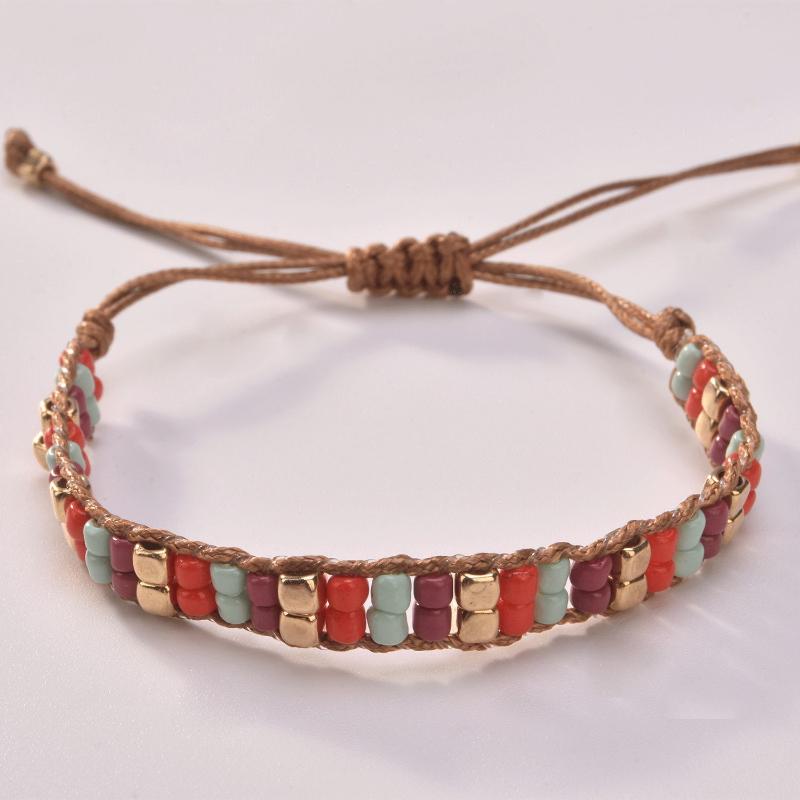 

Beaded, Strands Bohemian Color Adjustable Woven Beaded Bracelet DIY Fashion Trend Personality Metal Ladies Girls Jewelry
