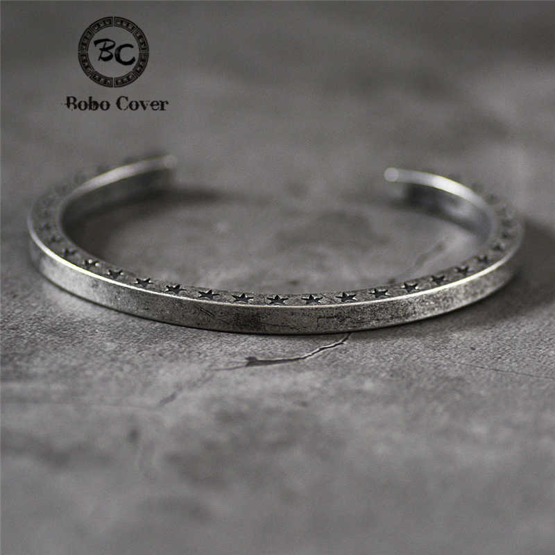 

Classic Five-pointed Star Titanium Steel Bangles Mens Vikings Vegvisir Simple Cuff Bracelets Punk Unisex Jewelry Gifts Pulseira Q0719