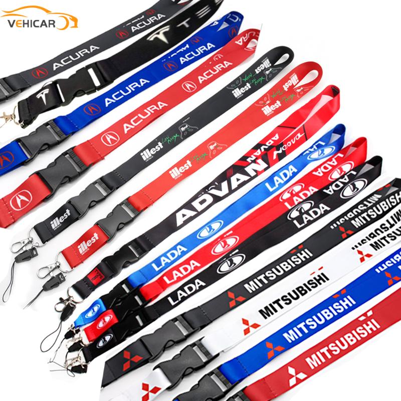 

Keychains VEHICAR Car Logo Lanyard For Acura LADA Mitsubishi Design Neck Strap Fashion Keychain Keyring Keys ID Badges Card