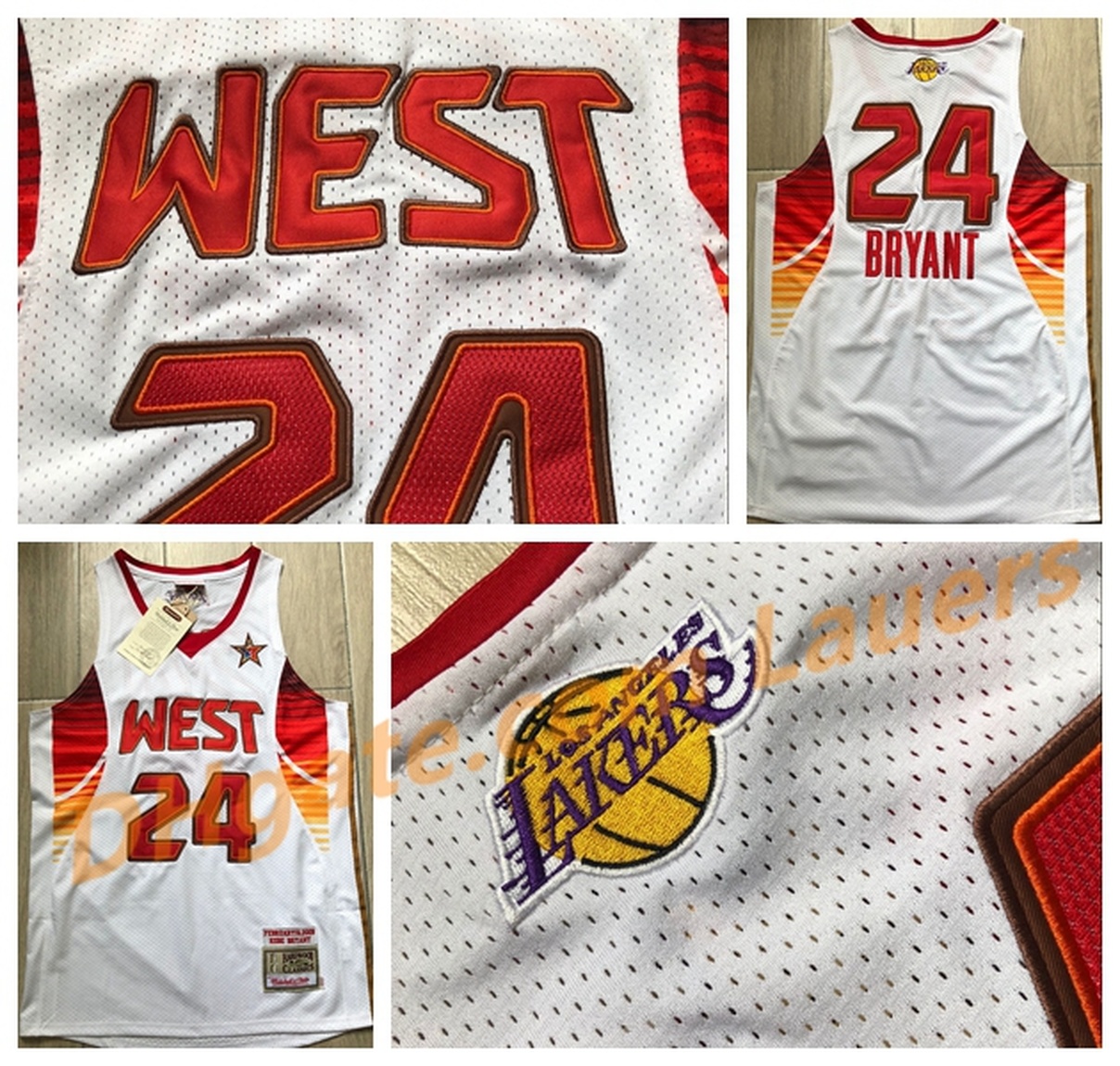 

Vintage Los Angeles Lakers Kobe 24 Bryant HWC Jersey Mitchell & Ness 2009 All-Star Bryant New Basketball Jerseys, Black;red