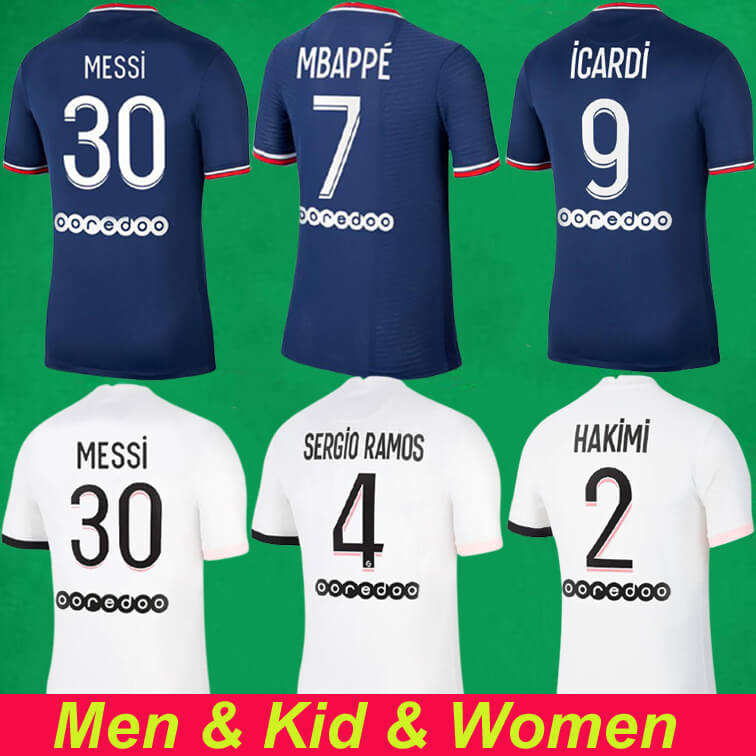 

MESSI MBAPPE HAKIMI SERGIO RAMOS Soccer Jerseys 21 22 MARQUINHOS WIJNALDUM Maillots Football Shirt 2021 2022 Men + Kids Kits Women Uniform Enfants Maillot De Foot, Kid away
