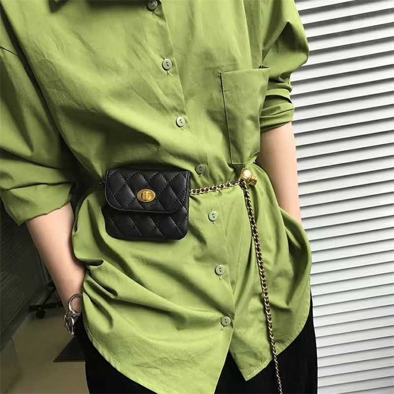 

Women Luxury Designer Mini Adjustable Waist Chain Belts Kidney Bags Small Fanny Pack Crossbody Casual Chest for Phone 220119, Silver