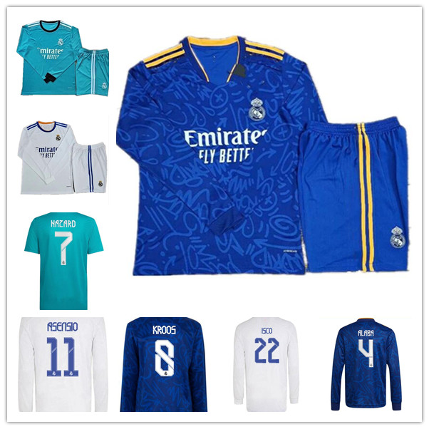

Long Sleeve Full 2021 2022 Real madrid soccer jerseys home away 3rd fourth 7 MBAPPE camiseta Adult men 21 22 BENZEMA football shirts HAZARD ALABA ISCO ASENSIO uniforms