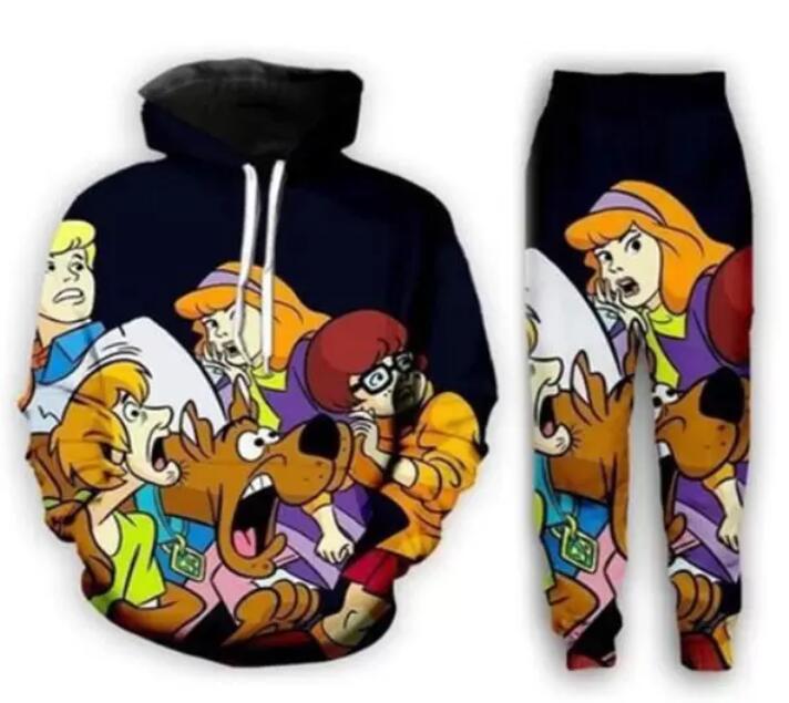 

2022 New Men/Womens Scooby Doo Funny 3D Print Fashion Tracksuits Hip Hop Pants + Hoodies ok020, As shown
