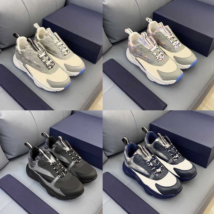 

B22 Designer Shoes Calfskin Technical Knit Sneakers White Leather Sneaker Men Women Trainers Blue Gray Platform Shoe With Box, 21