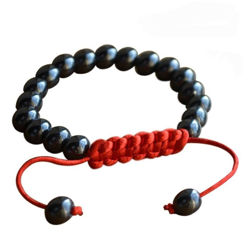 

New Woven 8mm Natural Hematite Magnetic Therapy Bracelet Health Care Anti-radiation Bracelet Gifts for Men Women, Black