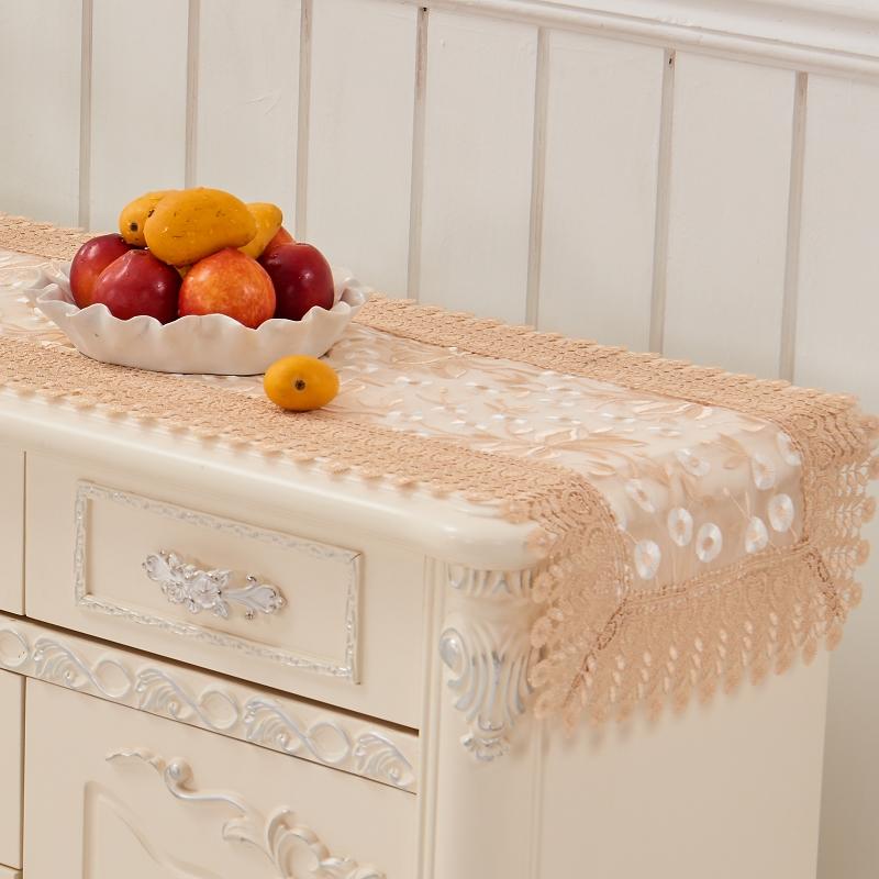 

Lace Table Runner Garden Wedding Embroidered Lace Tablecloth Party Banquet Table Runner Round or Square Dinning Cover, Brown