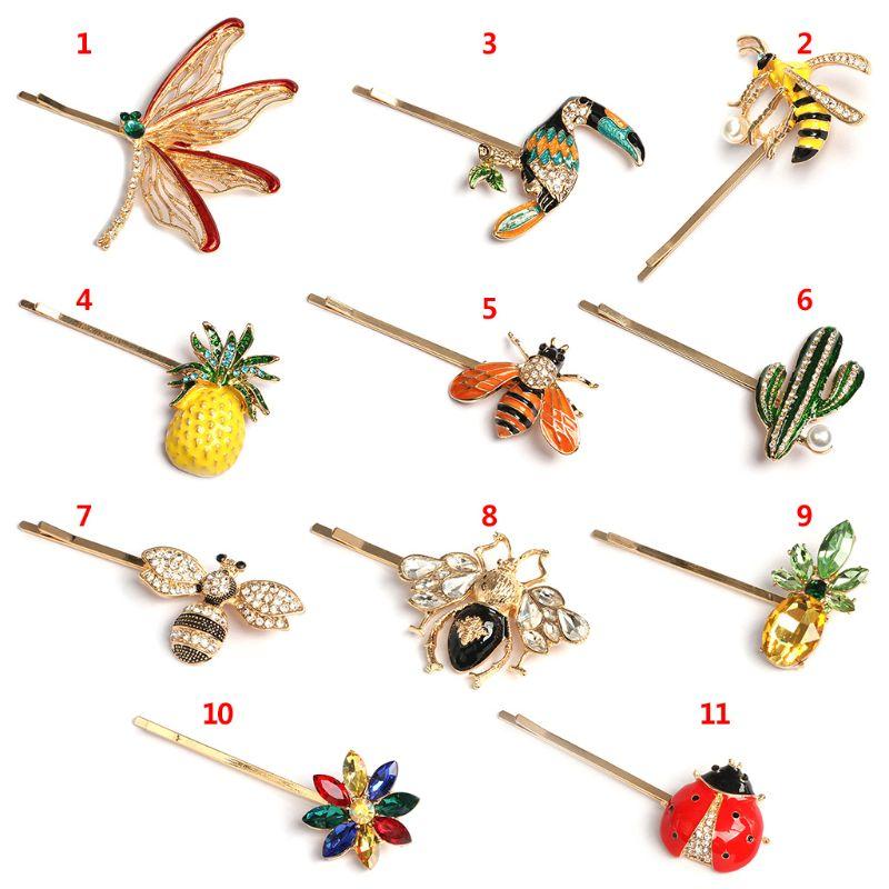 

Hair Clips & Barrettes Trendy Fashion Women Accessories Exquisite Personality Zircon Fruit Bee Flower Modeling Hairpin Girls Clip, Golden;silver