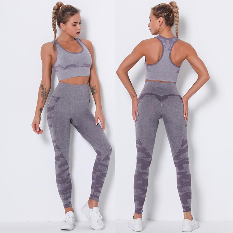 

2Pcs Seamless Yoga Set Gym Fitness Clothing Women Yoga Suit Sportswear Female Workout Leggings Sport Clothes Training Tights, Black