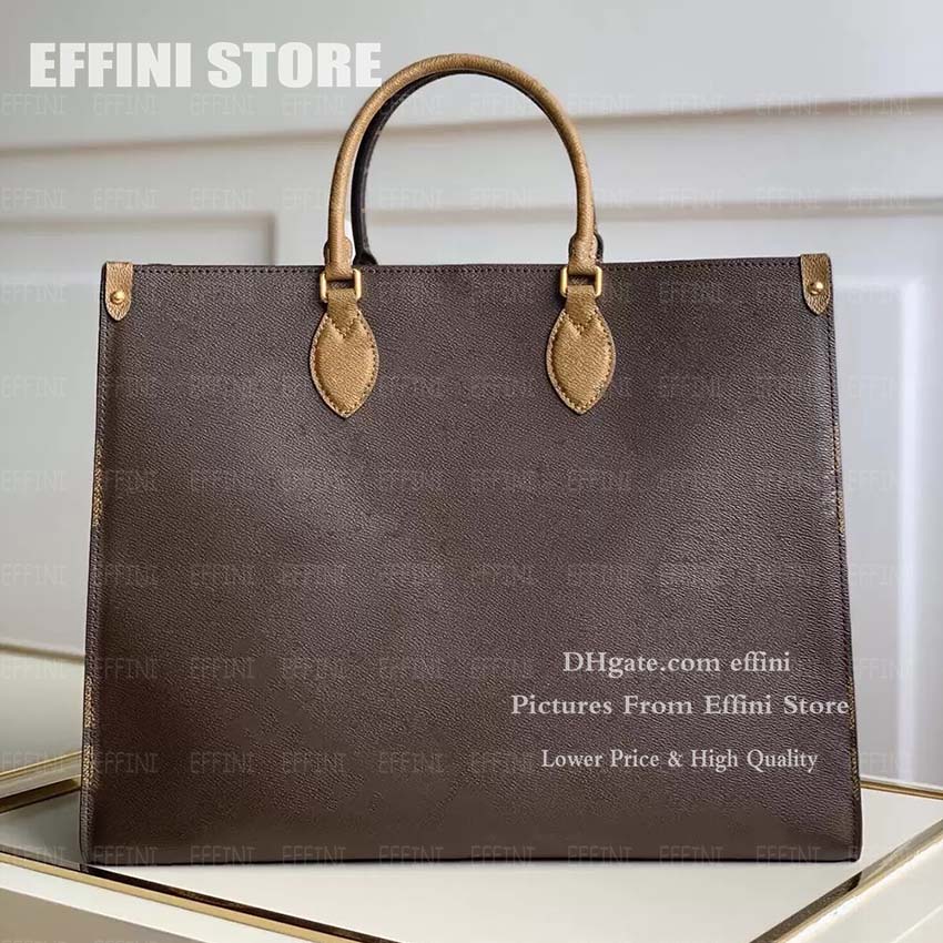 

ONTHEGO Handbags Luxurys Designer Totes Bag Fashion Womens Shoulder Messenger Shopping Bags Laides REAL LEATHER Handbag Pochette Wallet M44576 M45039, Brown coffee