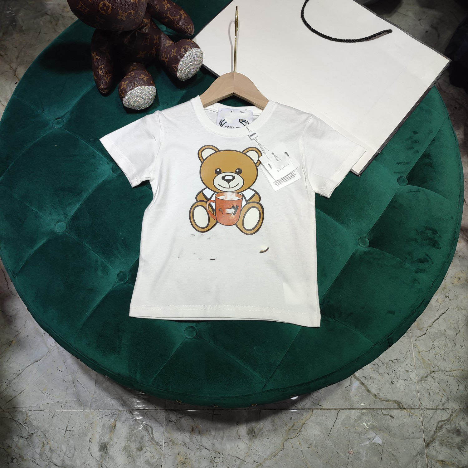 

2021ss Designers Clothes Kids t shirt baby designer clothes Combed cotton mos bear t-shirt boys t shirt white100-150, Blue