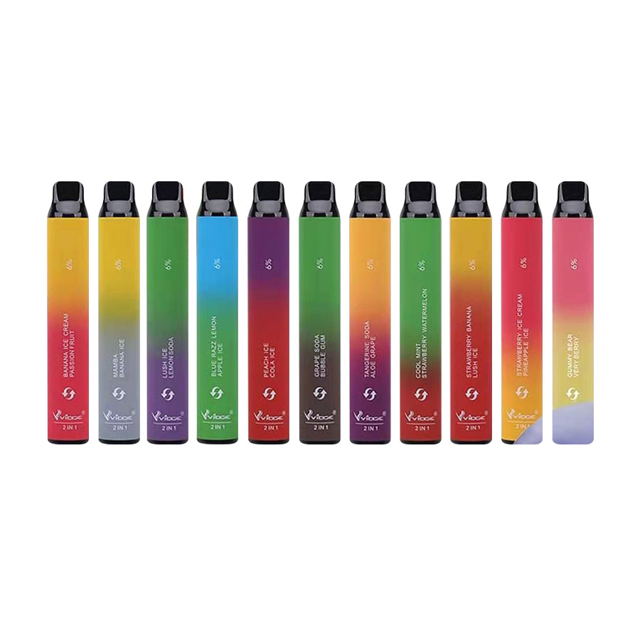 

Original Vidge 2 in 1 Disposable Vape 2000 Puffs E Cigarette Kit Device 950mAh 3+3ml Pod Two Vaping Experience 2in1 11 Colors Vaporizer