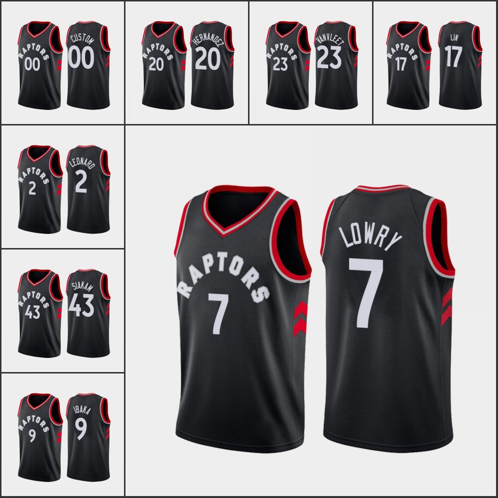 

Toronto's Raptors's Men Kawhi Leonard Kyle Lowry Fred VanVleet Serge Ibaka Black Jeremy Pascal Siakam Custom Black Statement Jersey