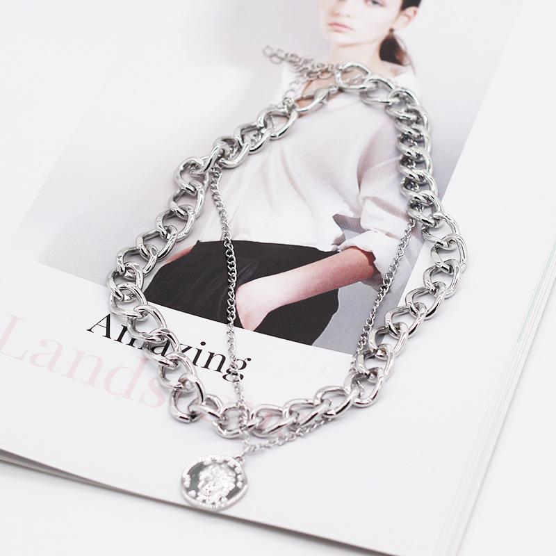 

Chains Vintage Multi-layer Coin Chain Choker Necklace For Women Gold Silver Color Fashion Portrait Chunky Necklaces Jewelry