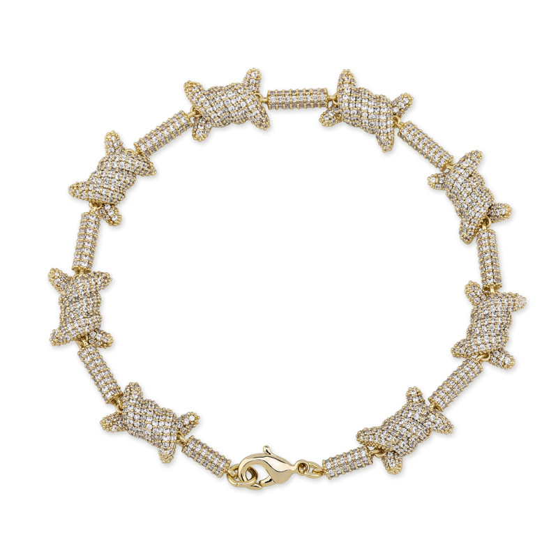 

Hot style European Wire Bracelet Personality Cuban Chain 18K Gold Full Zircon Jewelry Bracelet Jewelry