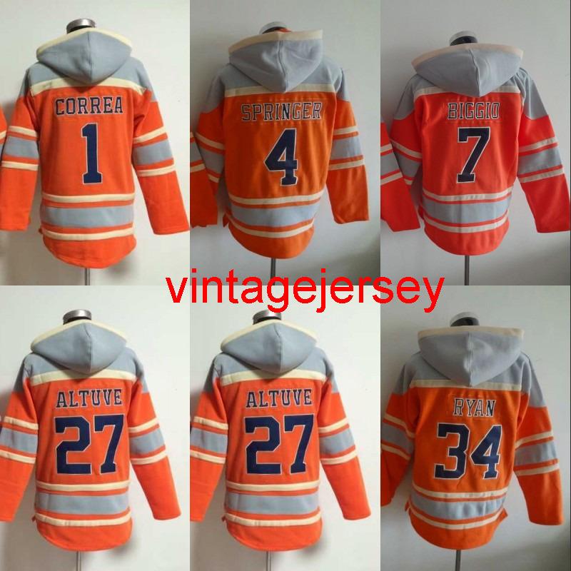 

Houston Hoodie 1 Carlos Correa 4 George Springer 7 Craig Biggio 27 Jose Altuve 34 Nolan Ryan Baseball Hoodie Custom, 1 orange