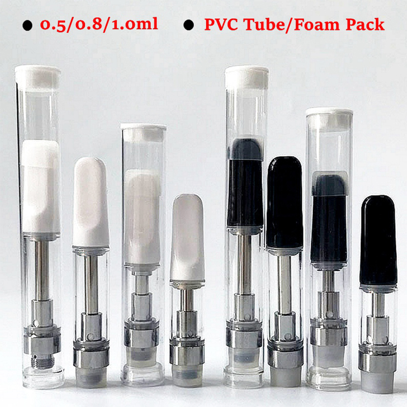 

TH205 Vape Cartridges Ceramic Vapes Pen Atomizers Carts Thick Oil Disposable E Cigarettes Dab Wax Vaporizer 510 Thread Foam PC Tube Packaging Empty Wholesale