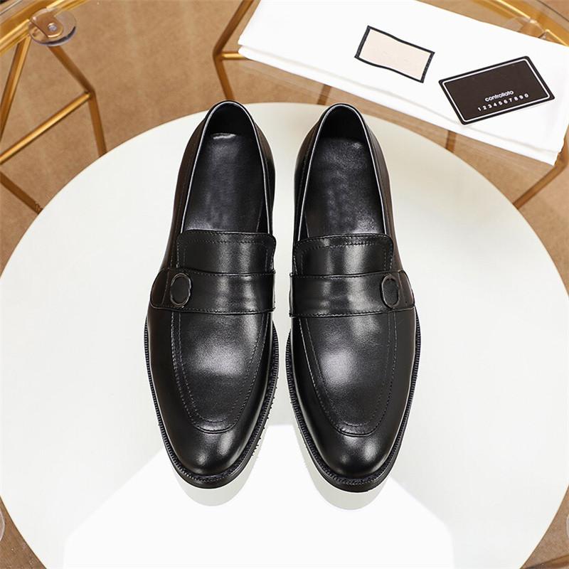 

New Mules Mens Leather Shoes Metal Chain Princetown Patent Leather Casual Shoes Men Business Loafers Pattern Fashion Shoes With Buckle
