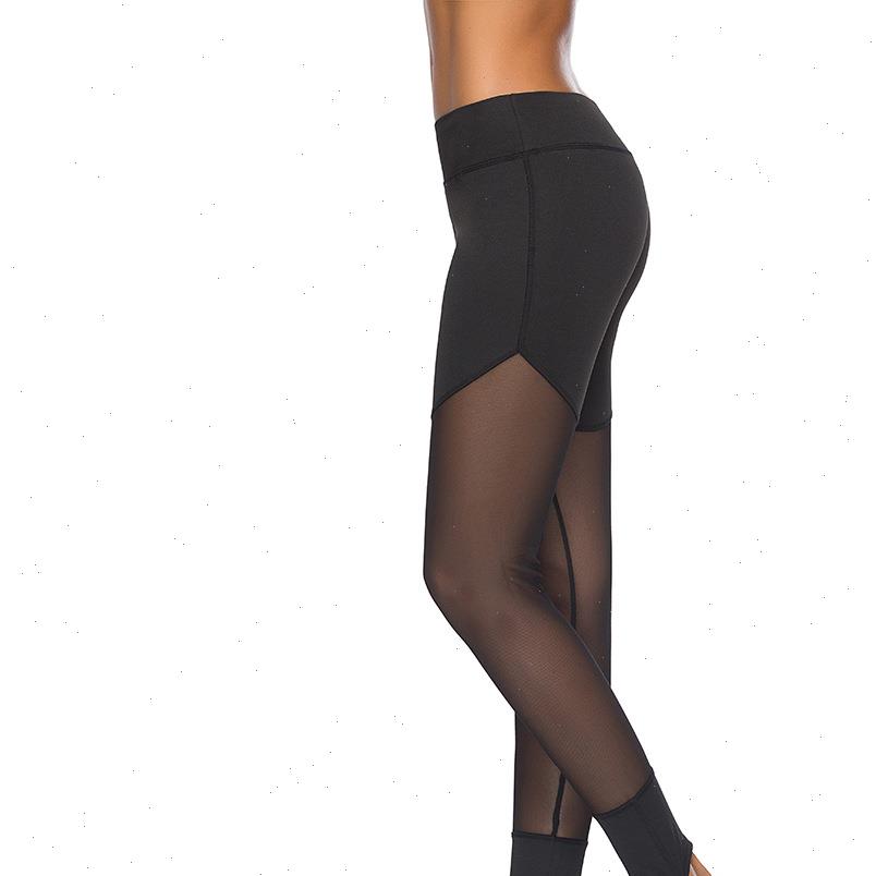 

Black Leggings Women Polyester Sexy Mesh Patchwork Long Jeggings High Waist Perspective Work Out Ladys Step on the foot Legging
