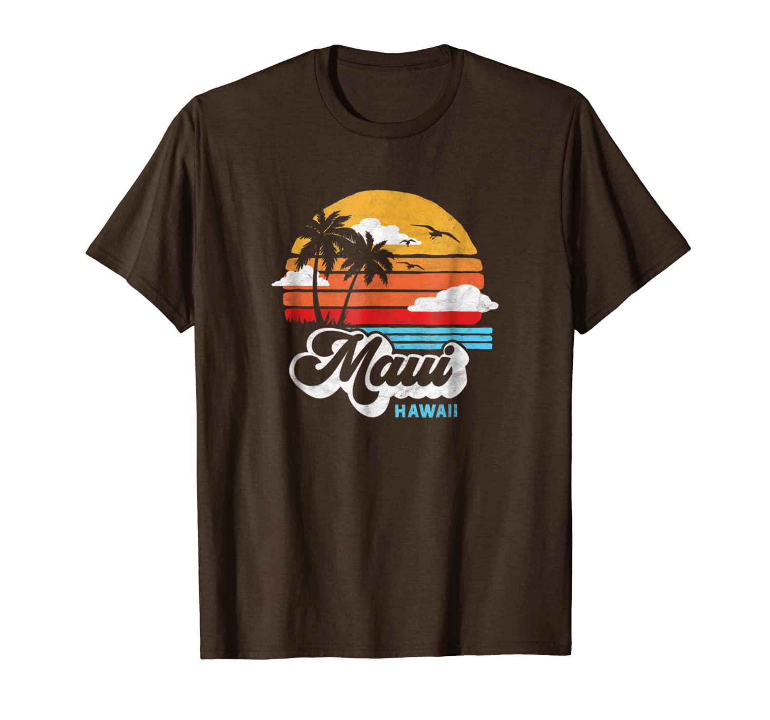 

maui beach hawaii vintage surf t-shirt, White;black