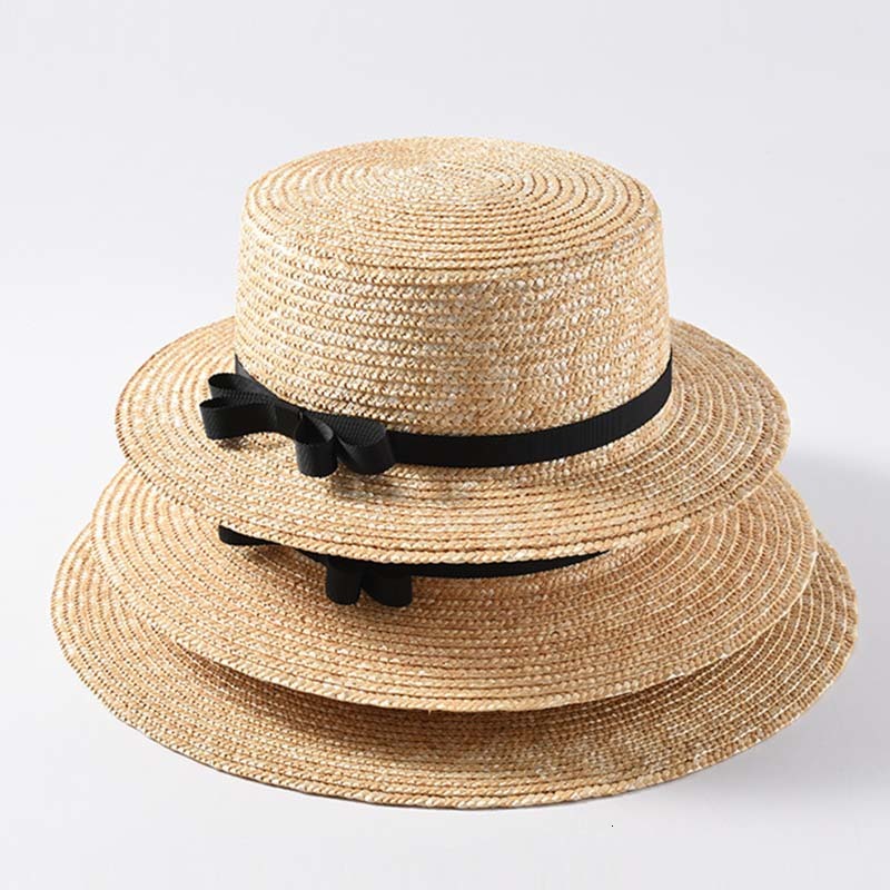 

2021 New Wholesale Top Quality Classical Summer Beach Hat Wide Brim Straw Boater Canotier Sun Hats for Women 56-58cm Jkq6, 5cm brim