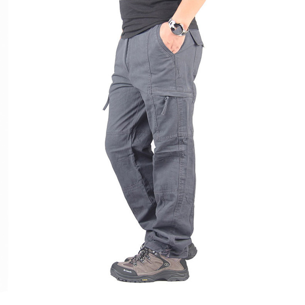 

2021 New Pants Casual Multi Pockets Style Pantalon Men Straight Long Trousers Tactical Pant Plus Size 8ora, Khaki