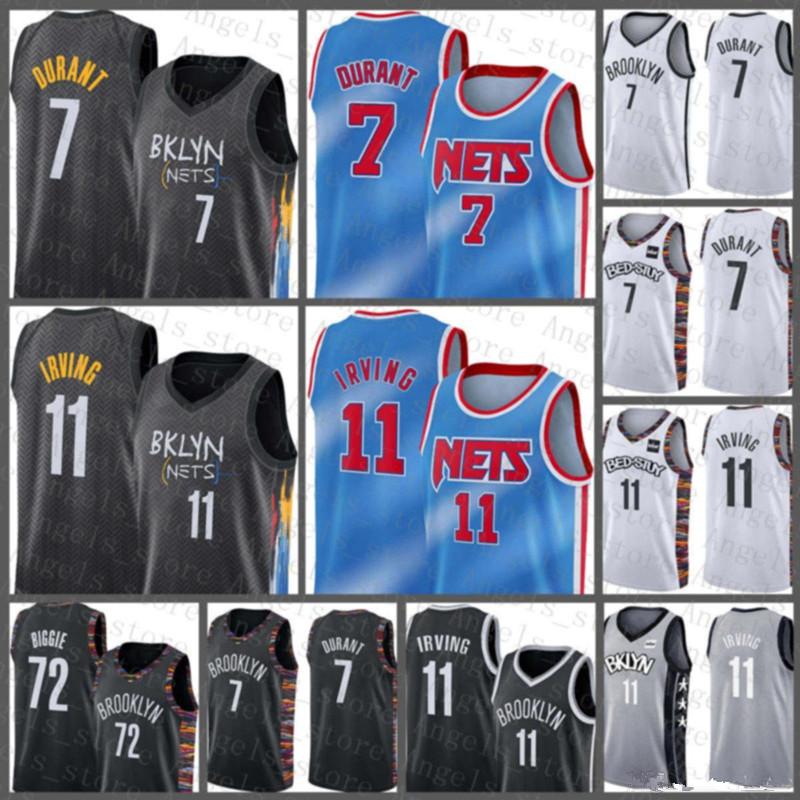 

2020-2021 New basketball Jersey Brooklyn Net James 13 Harden Kevin Mens 7 Durant Kyrie 72 Biggie Irving Black White S-XXL, Black;red