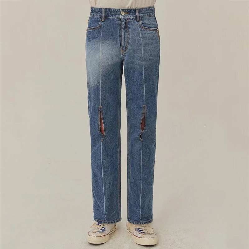 

2021 New 1:1 Top Quality Damage Loose Adererror Jeans Men Women Streetwear Denim Ader Error Pants Trousers Vintage Djmq