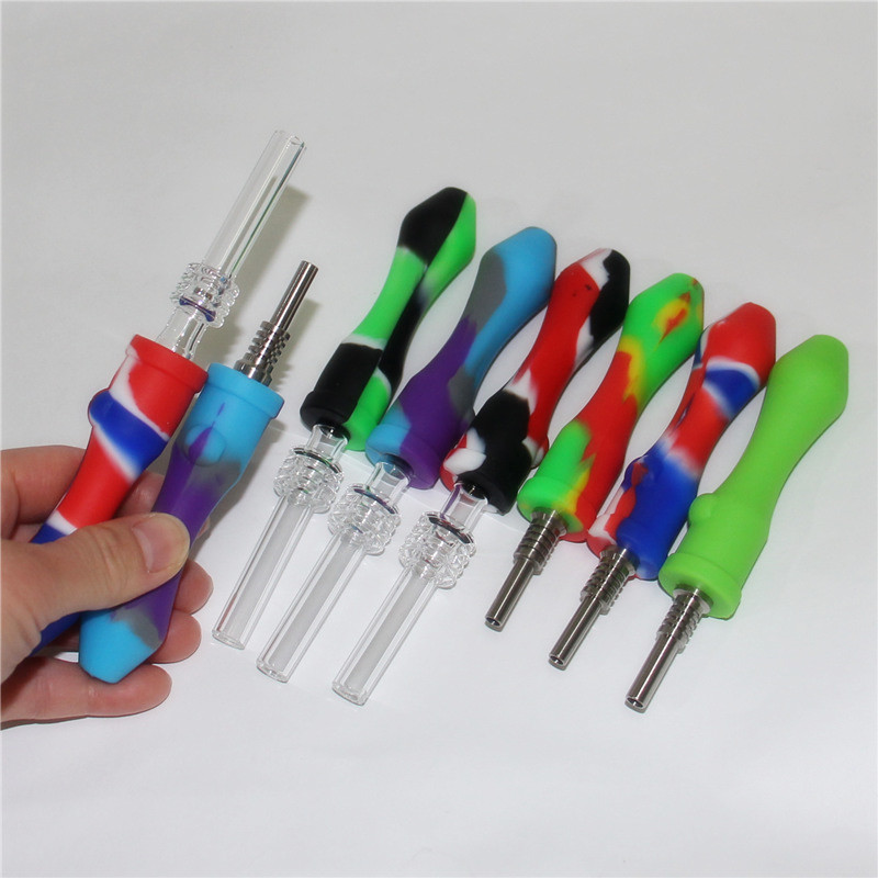 

silicone nectar collectors with titanium tips mini hookahs waterpipes glass bongs bowls silicon smoke pipes smoking tobacco pipe DHL