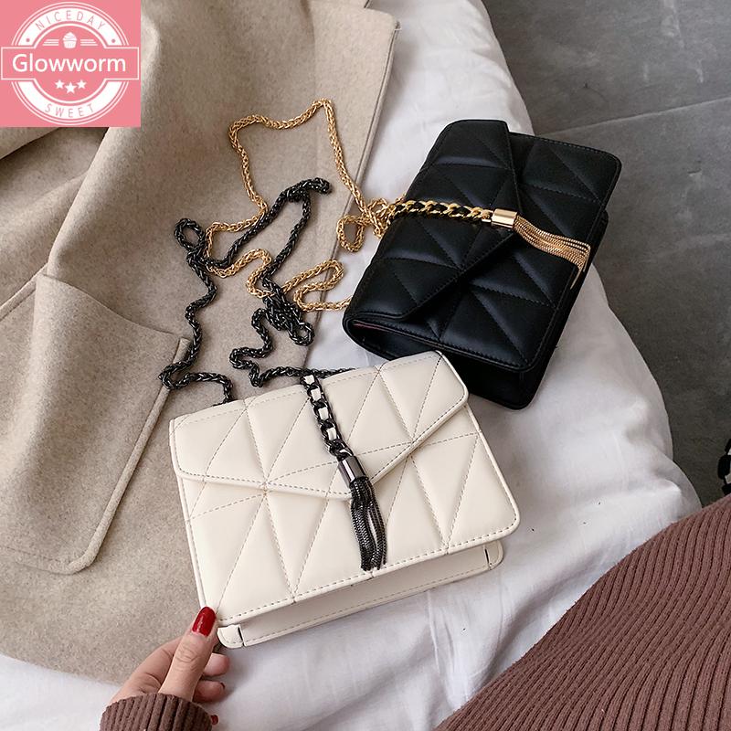

2021 New Women Bags Fashion Chain Ladies Bags Tassel Shoulder Casual Messenger Pure Color PU Women, Baiqiangsewujin