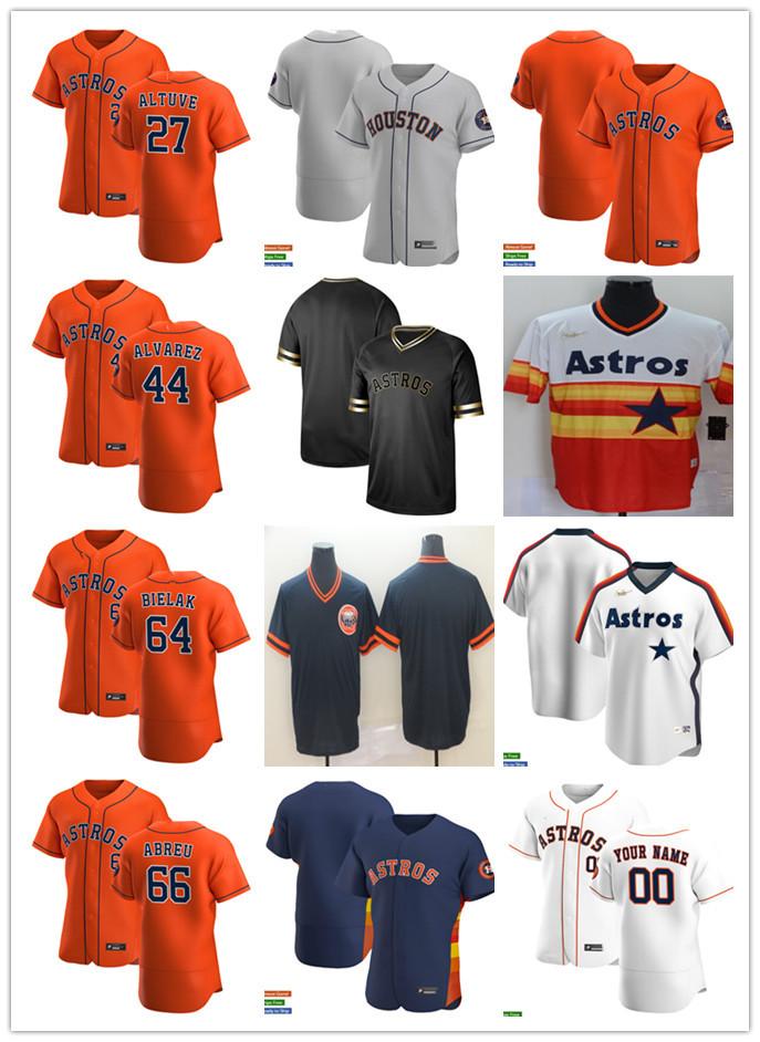 

Men Women Youth 66 Bryan Abreu 27 Jose Altuve 44 Yordan Alvarez 64 Brandon Bielak Custom Baseball Jersey Blank orange white navy, Blue;black